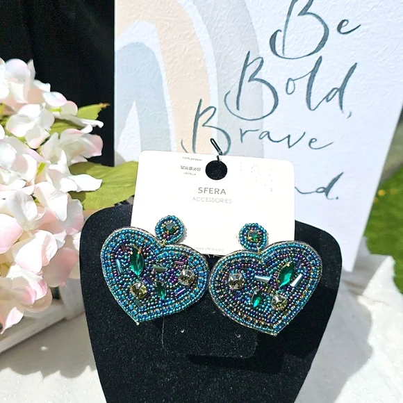 Earrings Bohemian Beaded Heart Earrings Elegant Wear Business Casual Resort Wear - Picture 8 of 9